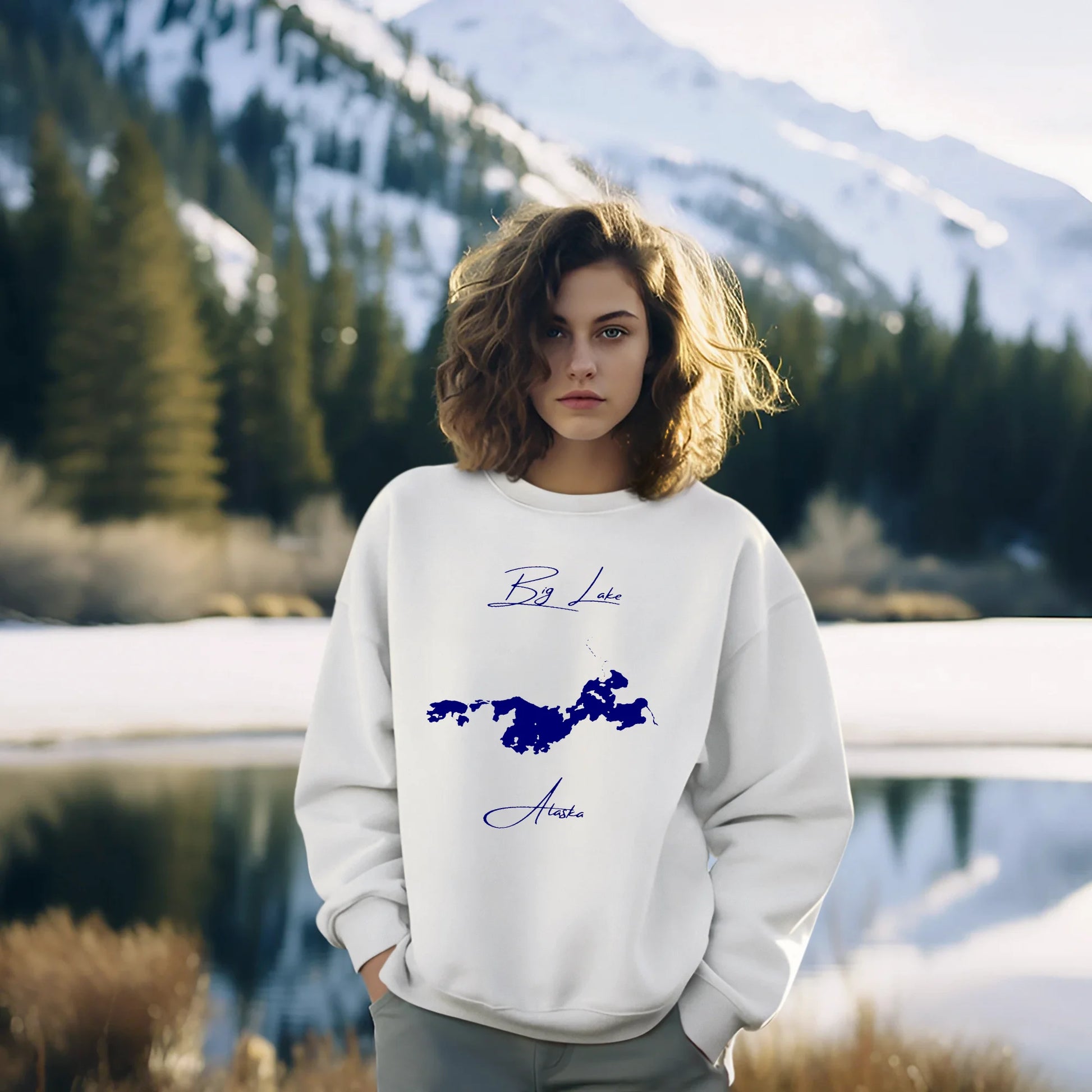 lifestyle image of Big Lake Alaska Sweatshirt