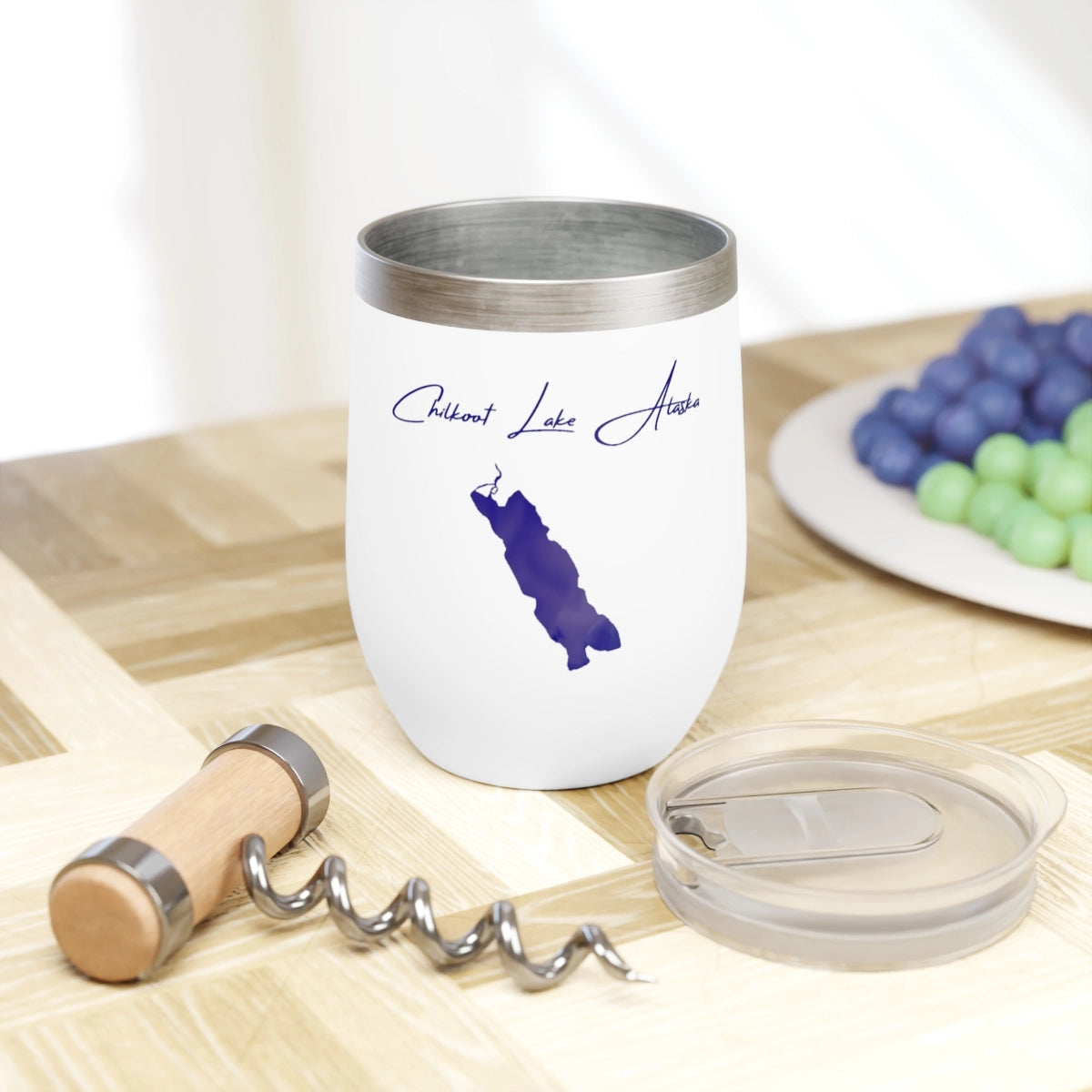 Alaska  Chilkoot Lake  Wine Tumbler lifestyle view