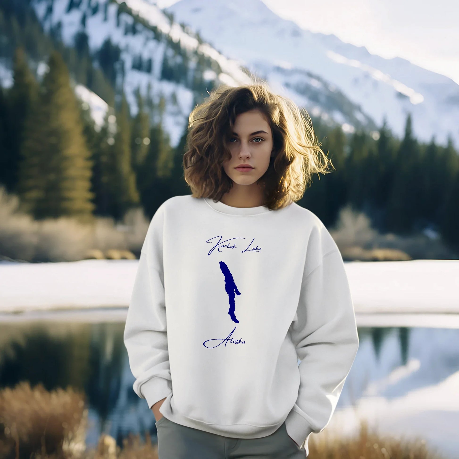 lifestyle image of Karluk Lake Alaska Sweatshirt