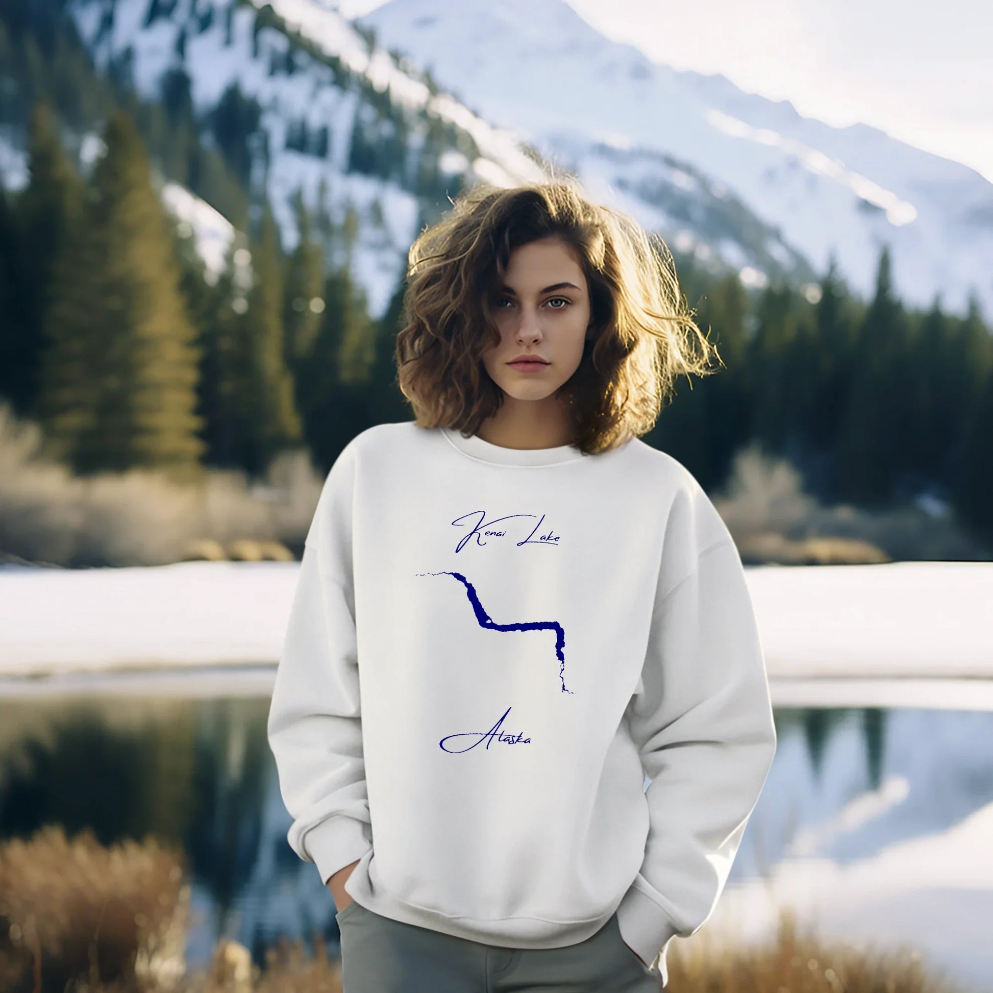 lifestyle image of Kenai Lake Alaska Sweatshirt