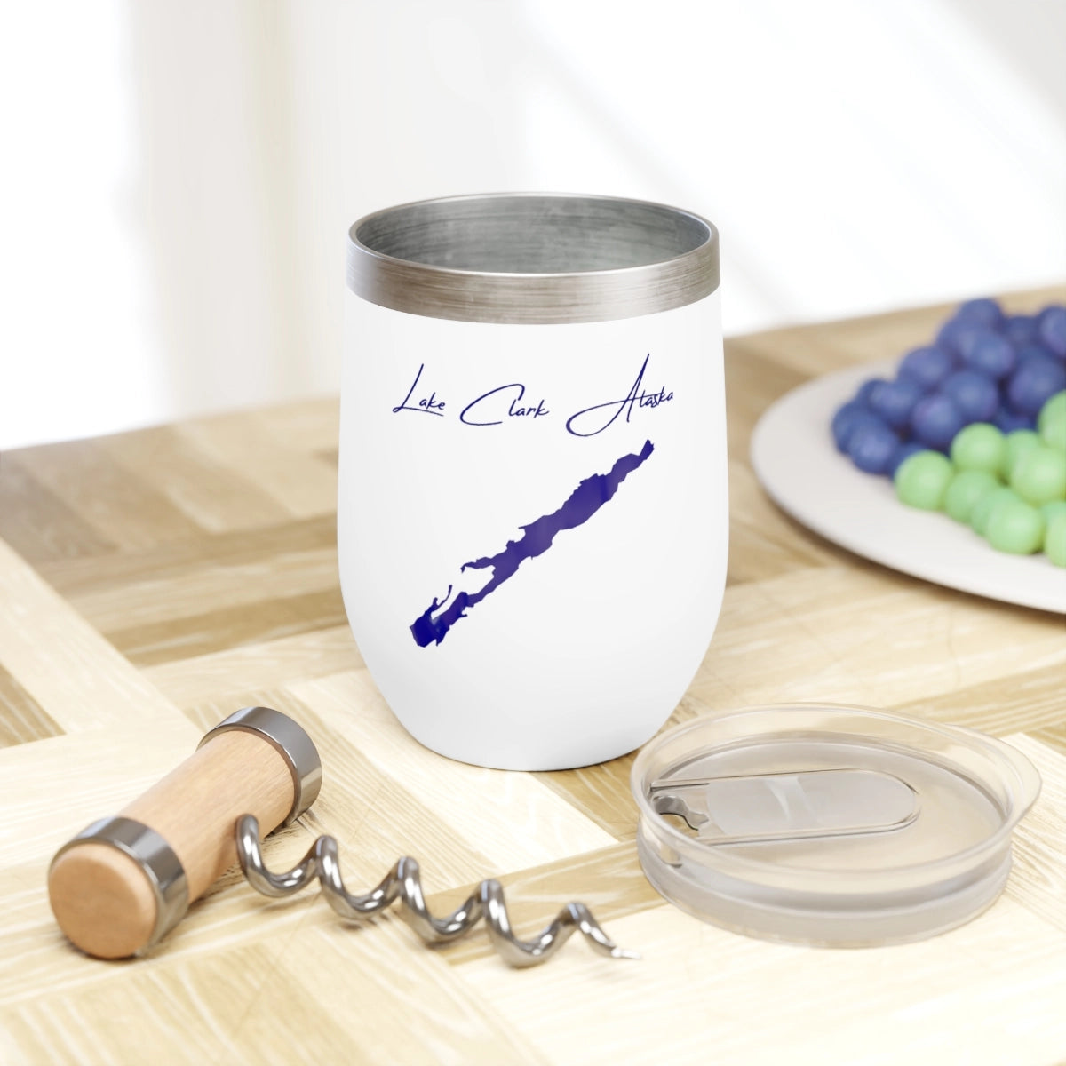 Alaska Lake Clark  Wine Tumbler lifestyle view