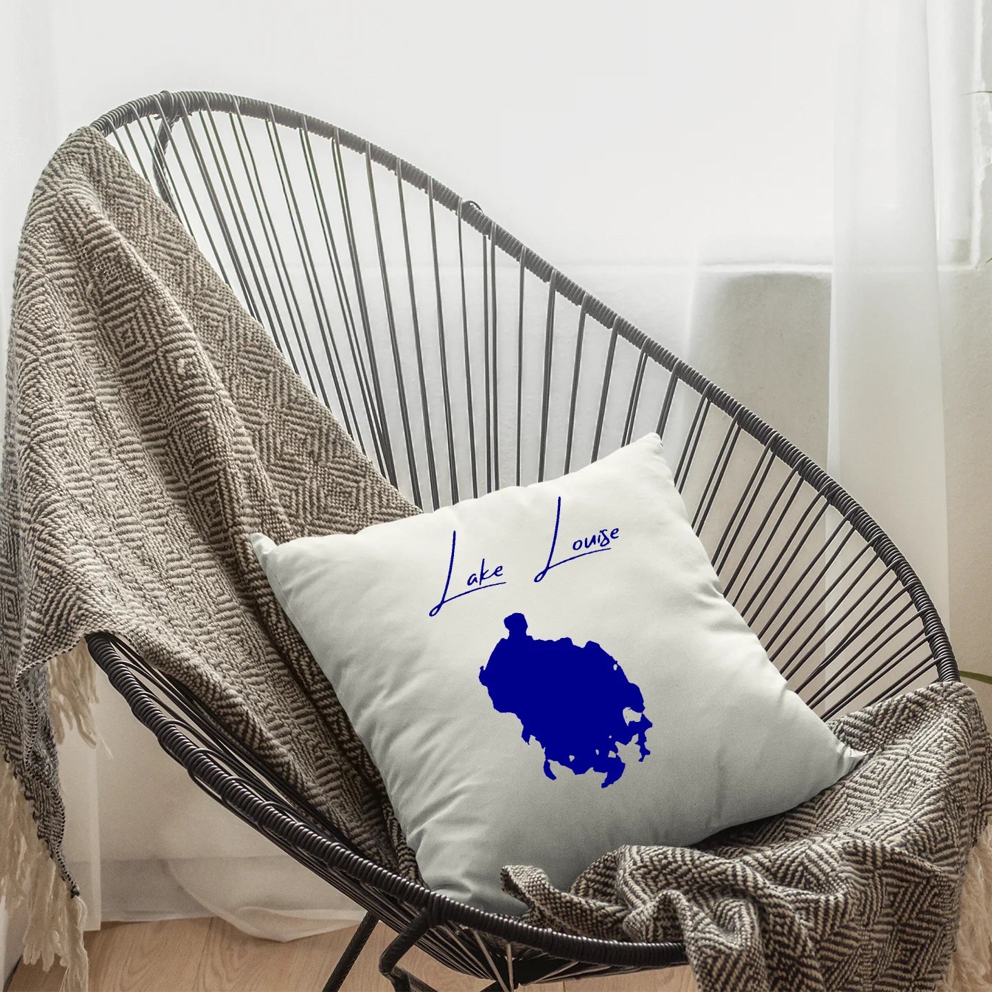 lifestyle image of Lake Louise Alaska Pillow