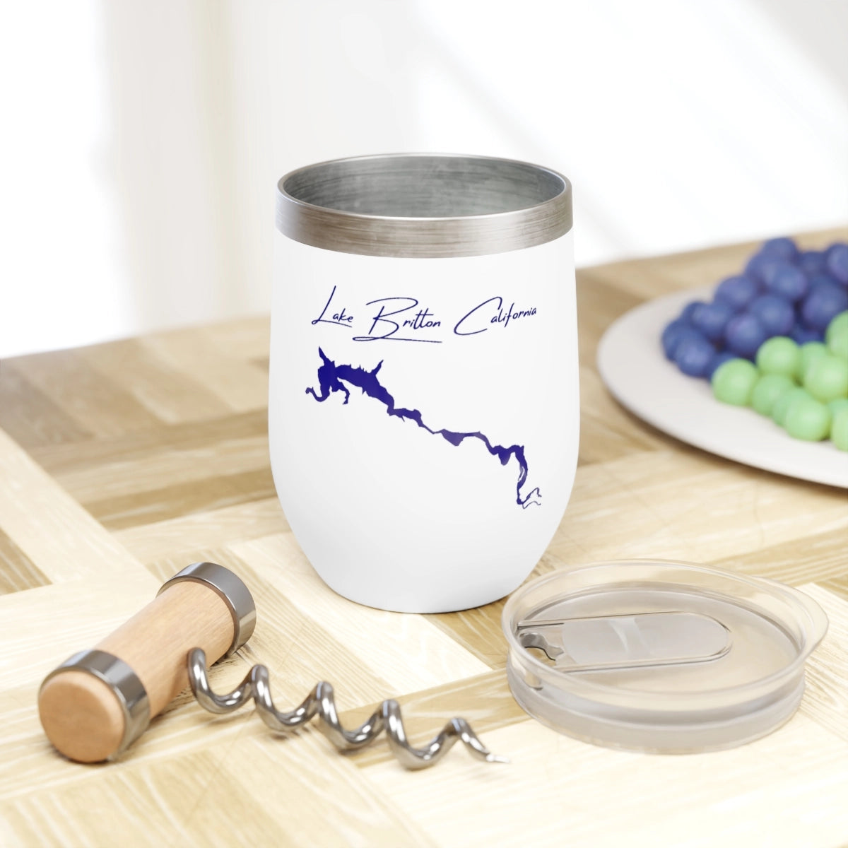 California Lake Britton  Wine Tumbler lifestyle view