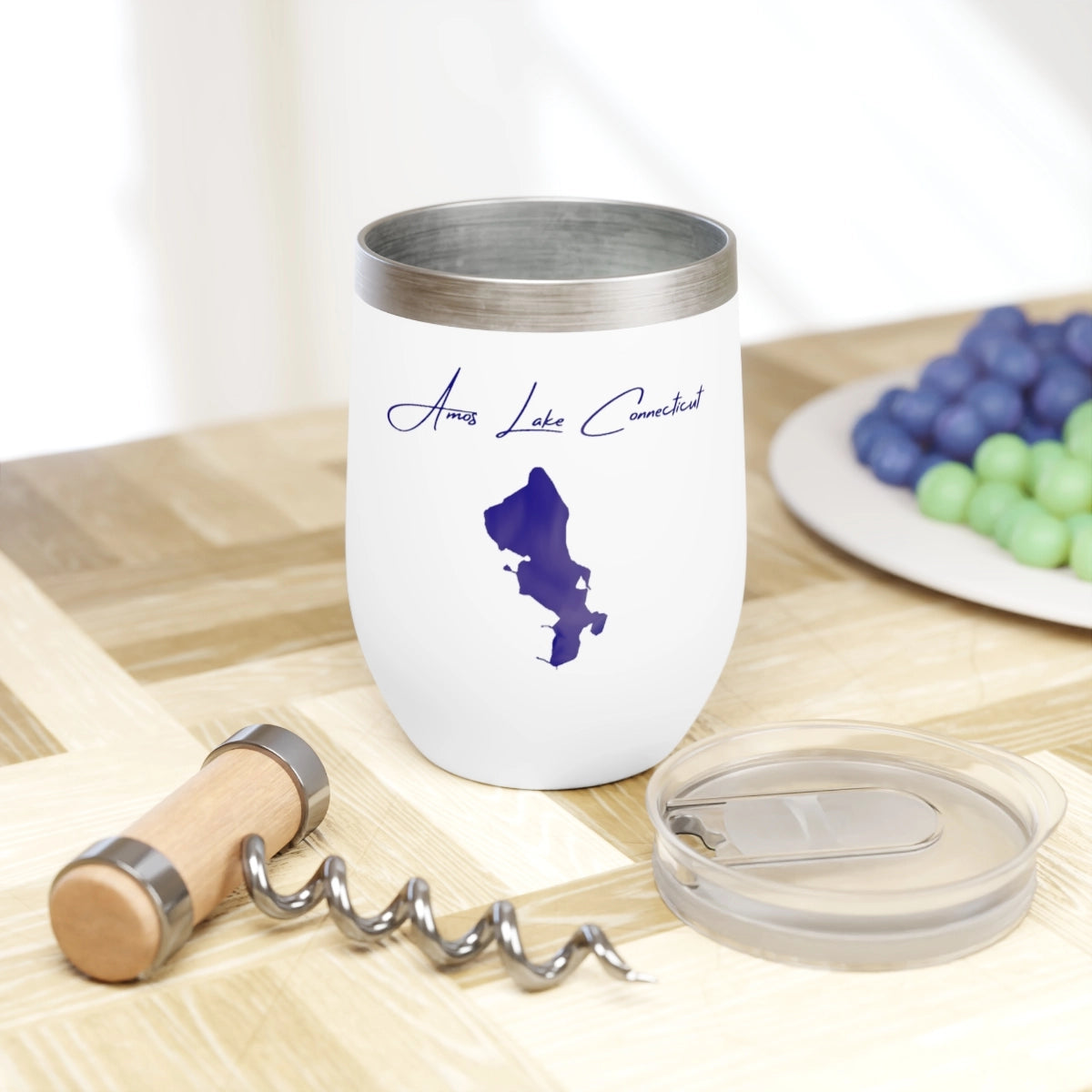 Connecticut  Amos Lake  Wine Tumbler lifestyle view