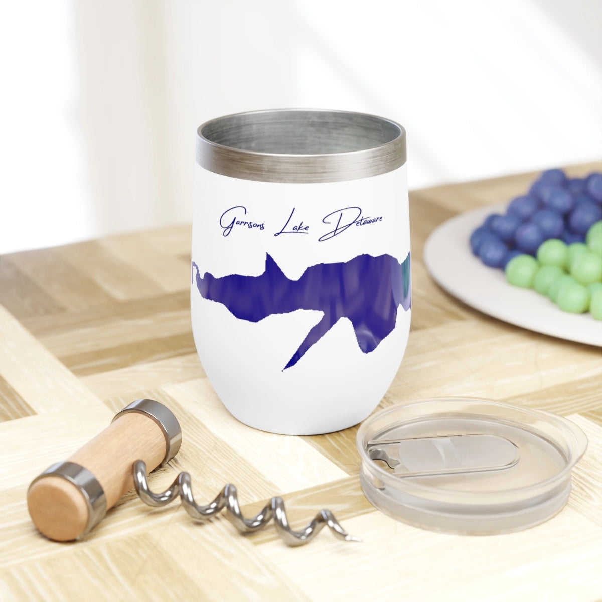 Delaware  Garrisons Lake  Wine Tumbler lifestyle view