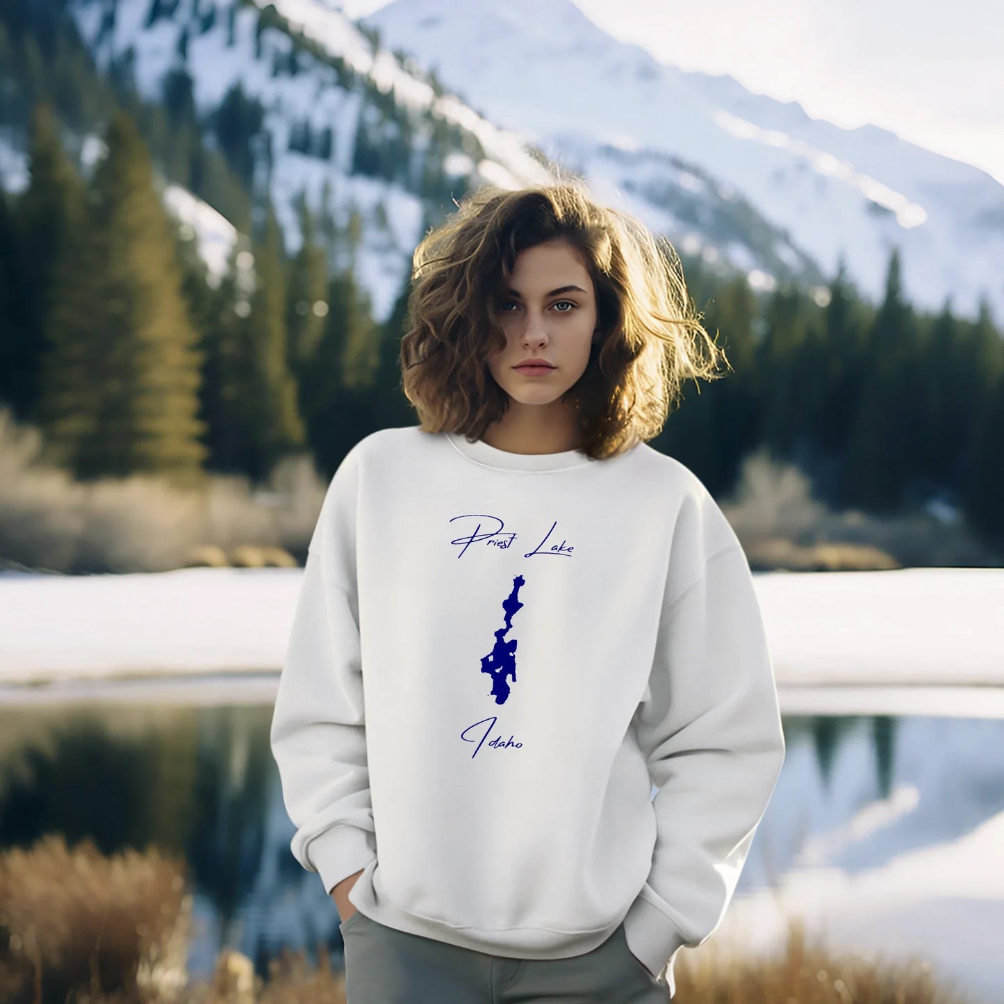 lifestyle image of Priest Lake Idaho Sweatshirt