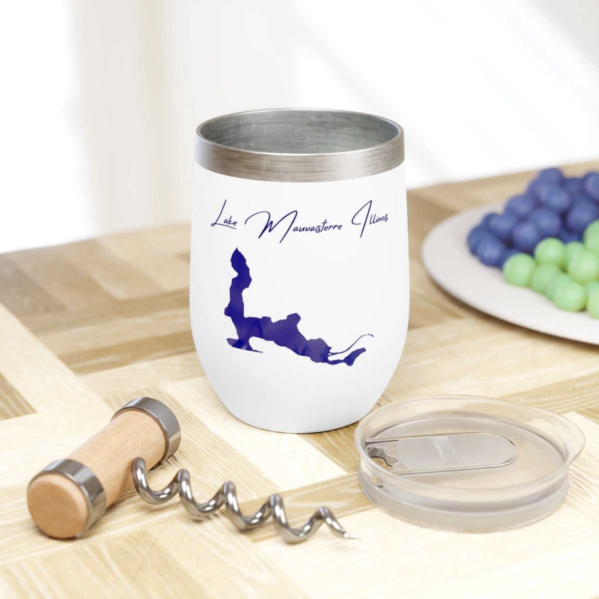 Illinois Lake Mauvaisterre  Wine Tumbler lifestyle view