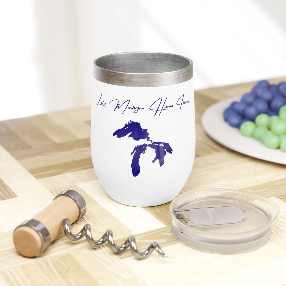 Illinois Lake Michigan-Huron  Wine Tumbler lifestyle view