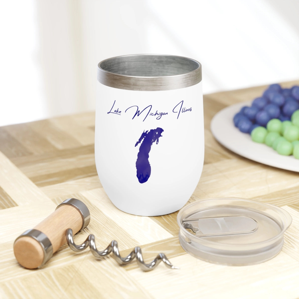 Illinois  Lake Michigan  Wine Tumbler lifestyle view