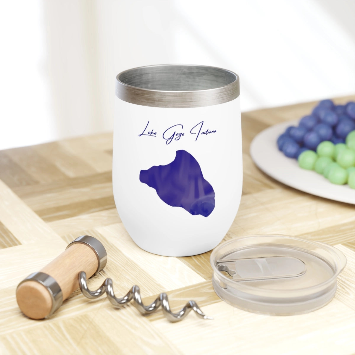 Indiana Lake Gage  Wine Tumbler lifestyle view