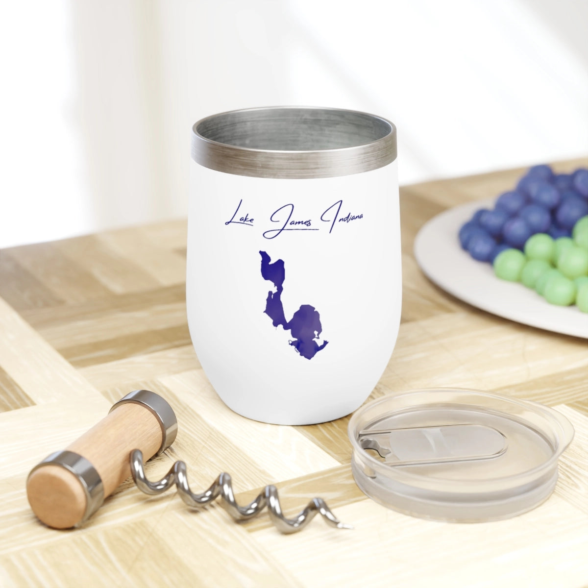 Indiana Lake James  Wine Tumbler lifestyle view