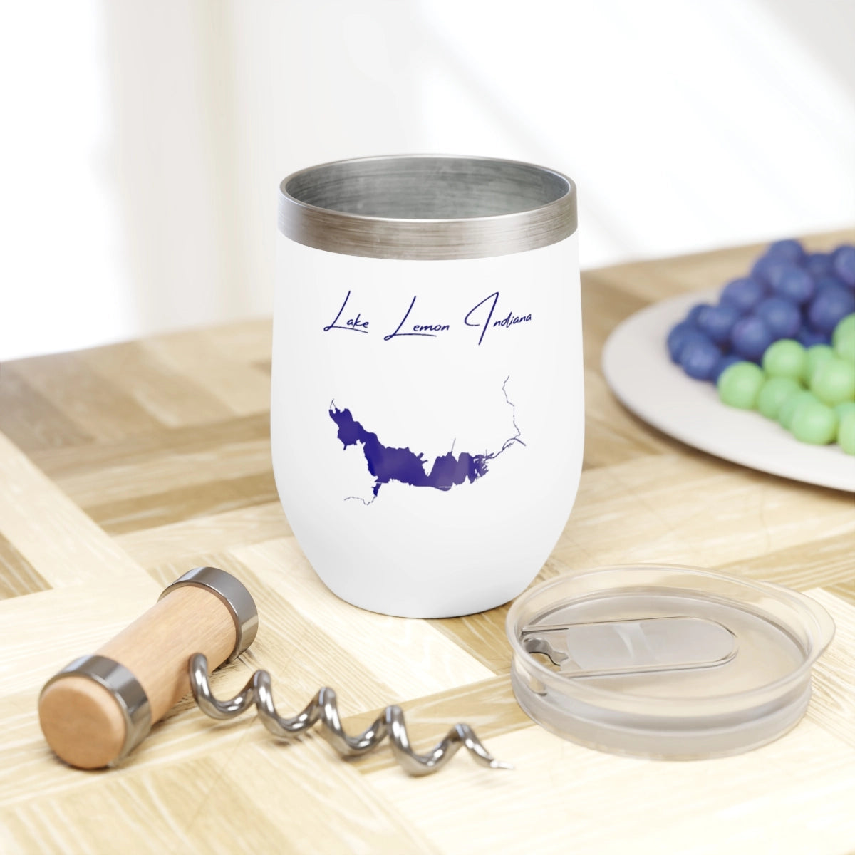 Indiana Lake Lemon  Wine Tumbler lifestyle view