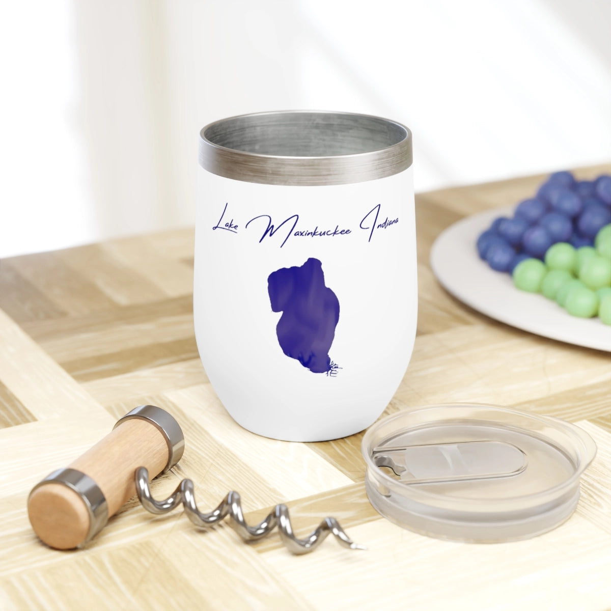 Indiana  Lake Maxinkuckee  Wine Tumbler lifestyle view