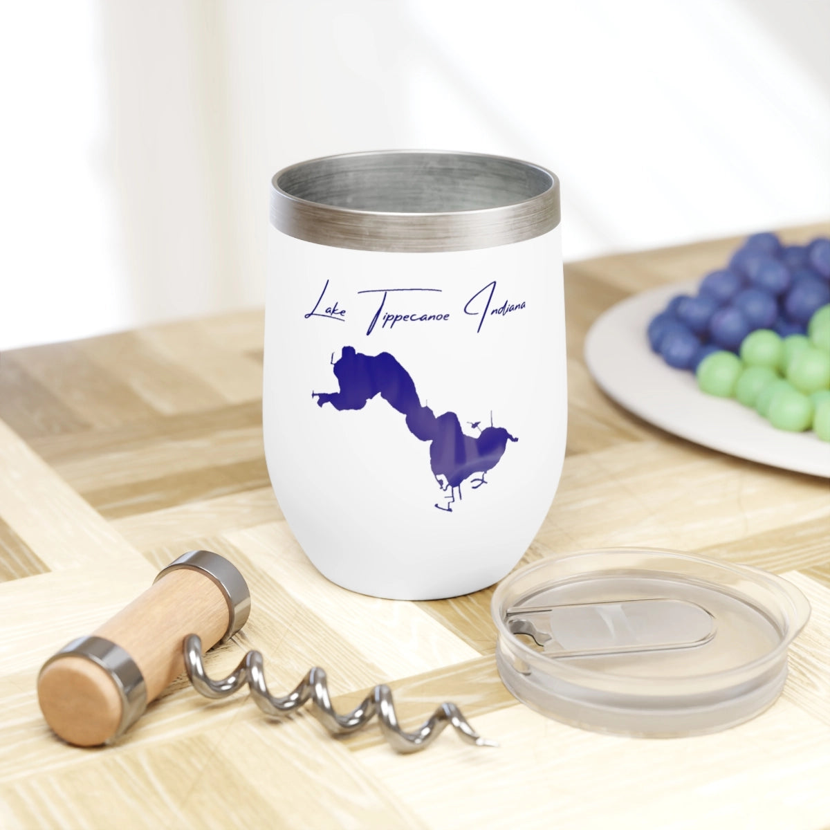 Indiana Lake Tippecanoe  Wine Tumbler lifestyle view