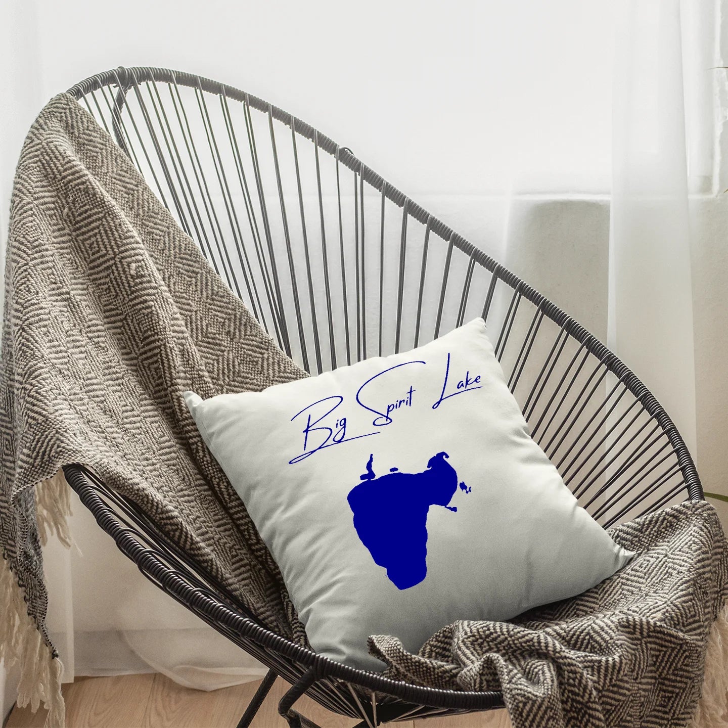 lifestyle image of Big Spirit Lake Iowa Pillow