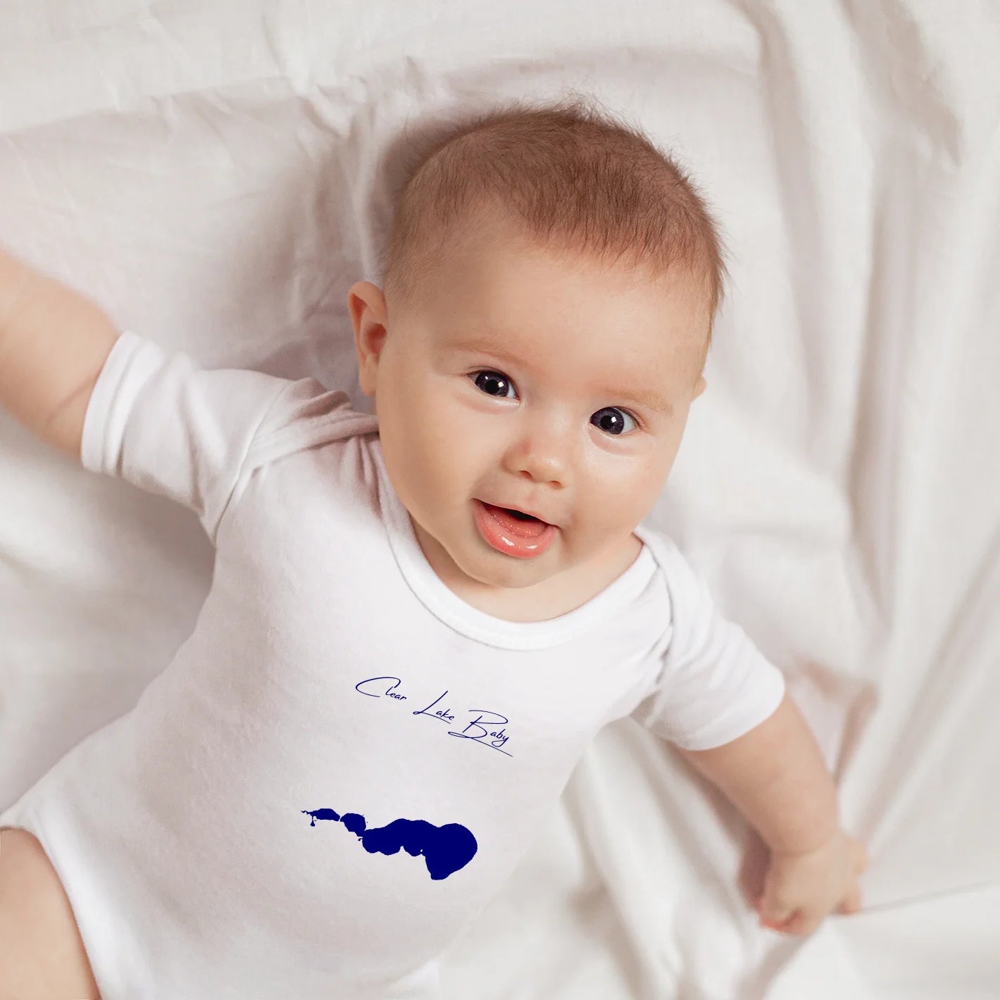 lifestyle image of Clear Lake Iowa Onesie