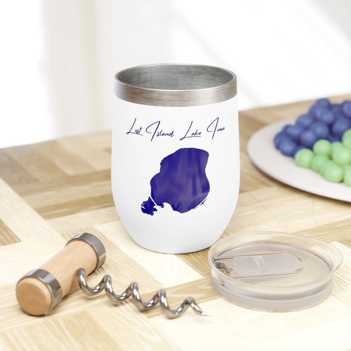 Iowa Lost Island Lake  Wine Tumbler lifestyle view