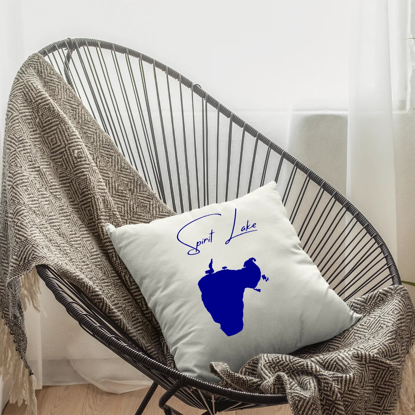 lifestyle image of Spirit Lake Iowa Pillow