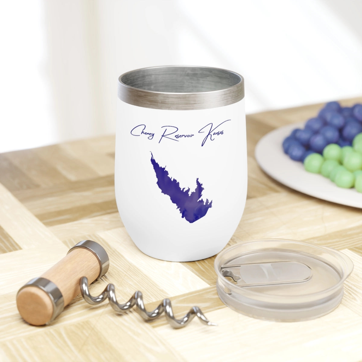 Kansas Cheney Reservoir  Wine Tumbler lifestyle view