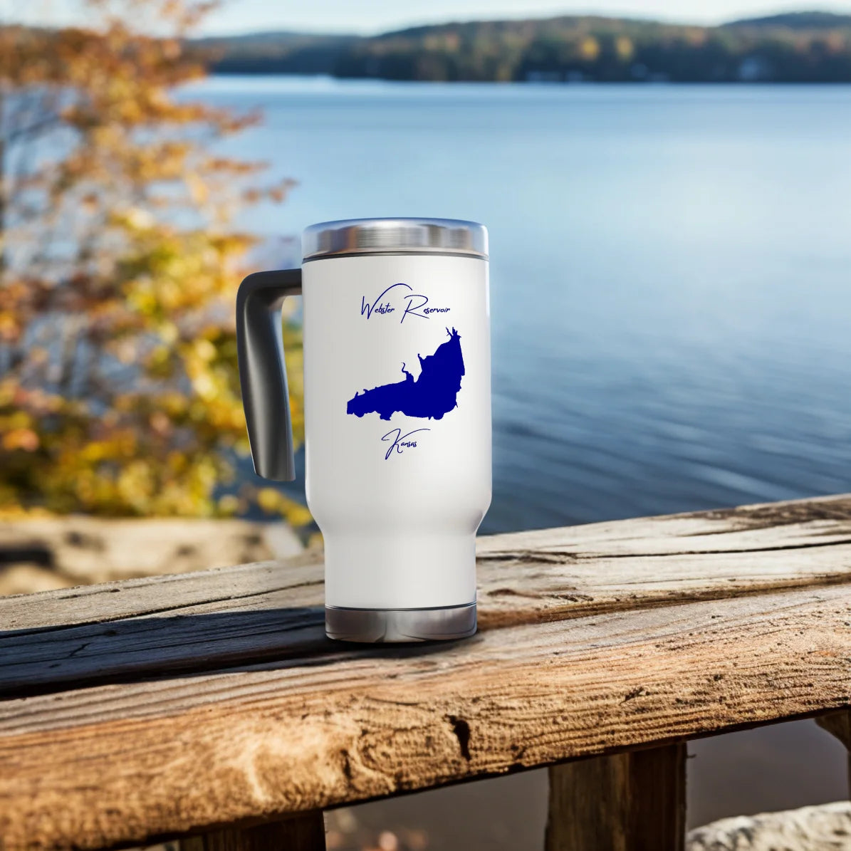 lifestyle image of Webster Reservoir Kansas Travel Mug