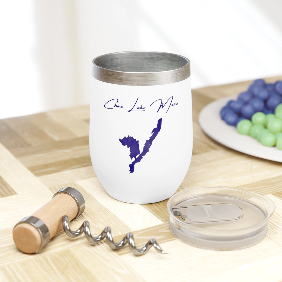 Maine  China Lake  Wine Tumbler lifestyle view