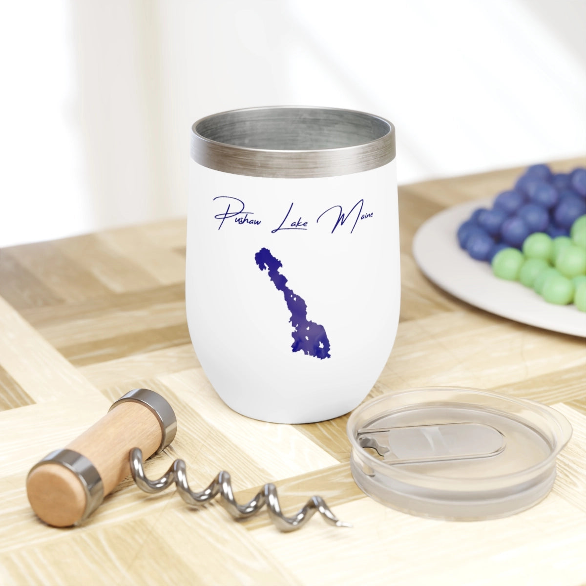 Maine Pushaw Lake  Wine Tumbler lifestyle view