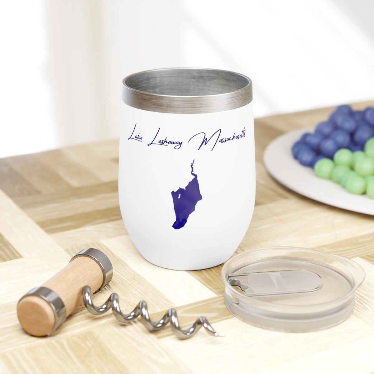 Massachusetts Lake Lashaway  Wine Tumbler lifestyle view