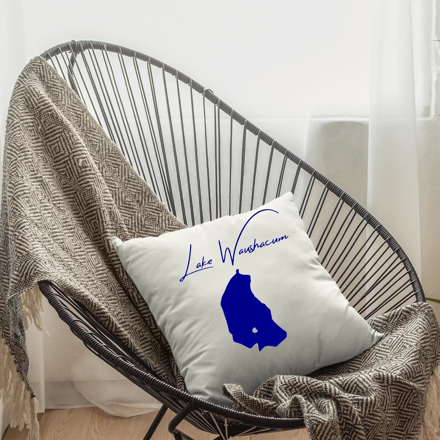 lifestyle image of Lake Waushacum Massachusetts Pillow