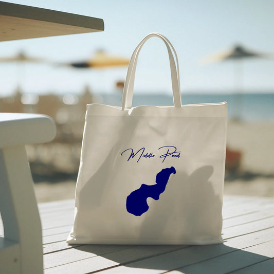 lifestyle image of Middle Pond Massachusetts Tote Bag