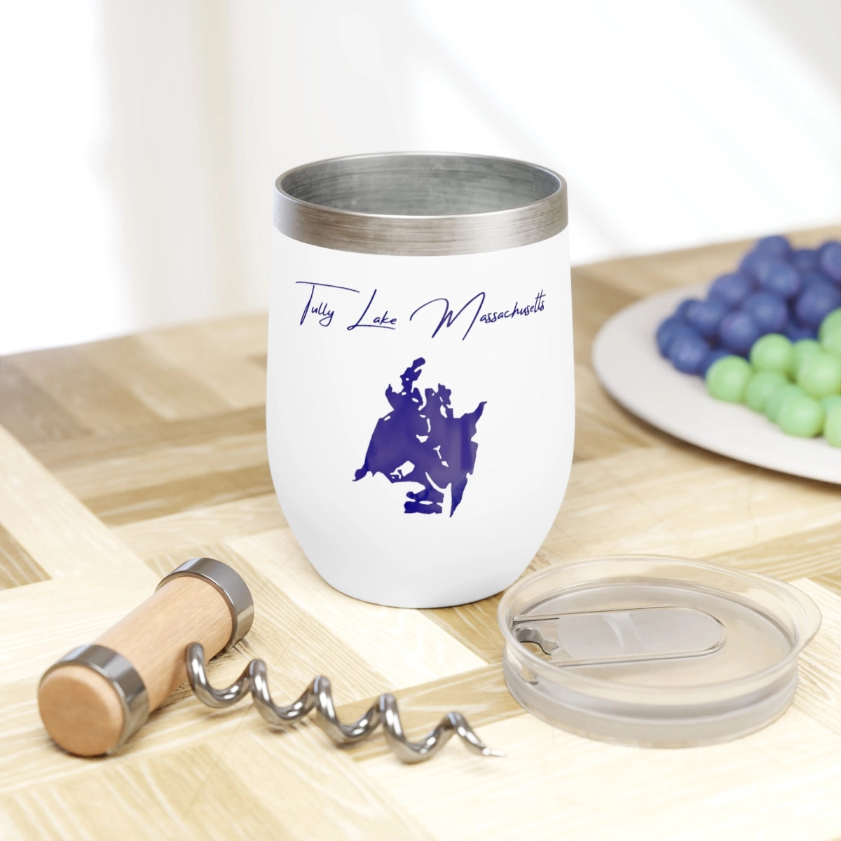 Massachusetts Tully Lake  Wine Tumbler lifestyle view