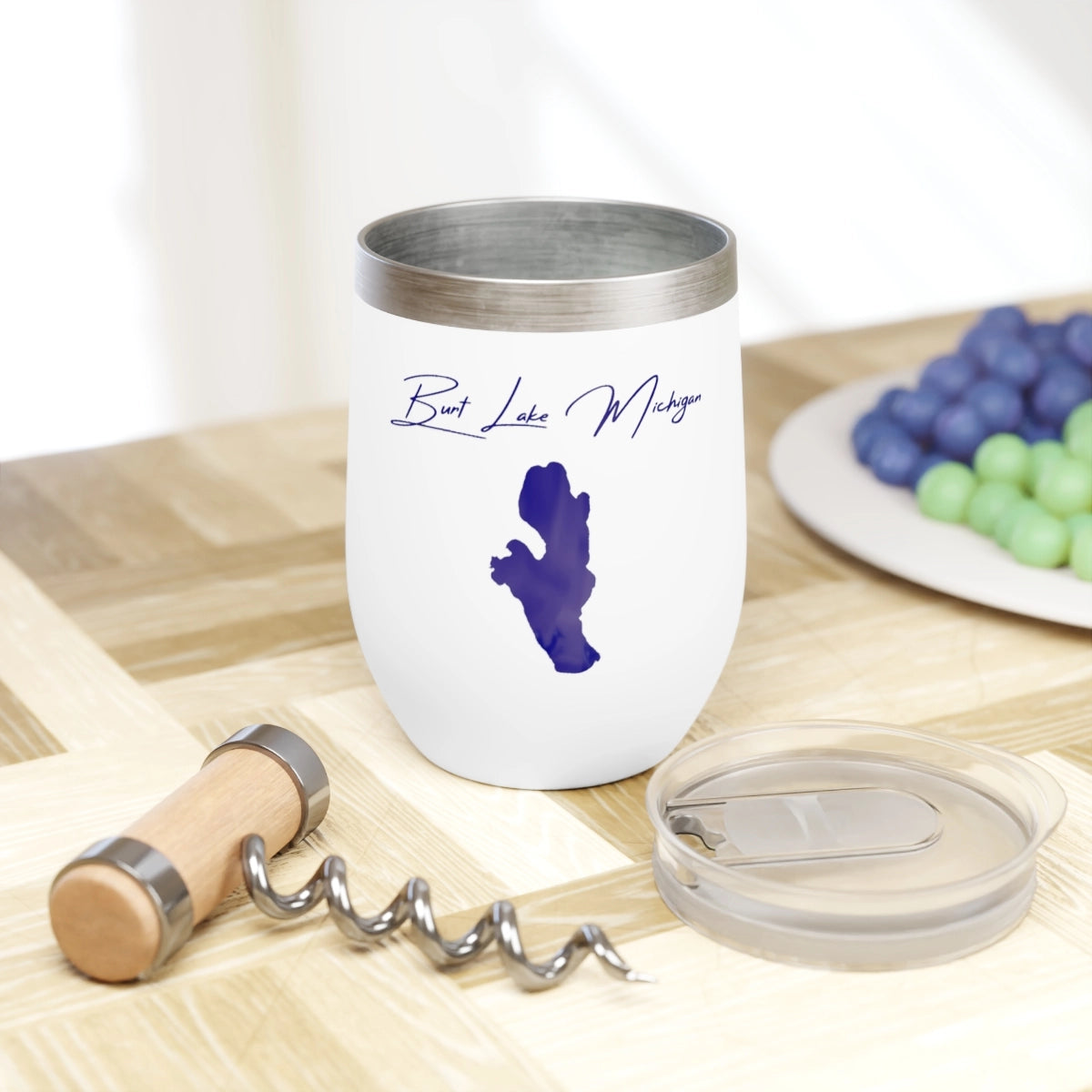 Michigan Burt Lake  Wine Tumbler lifestyle view