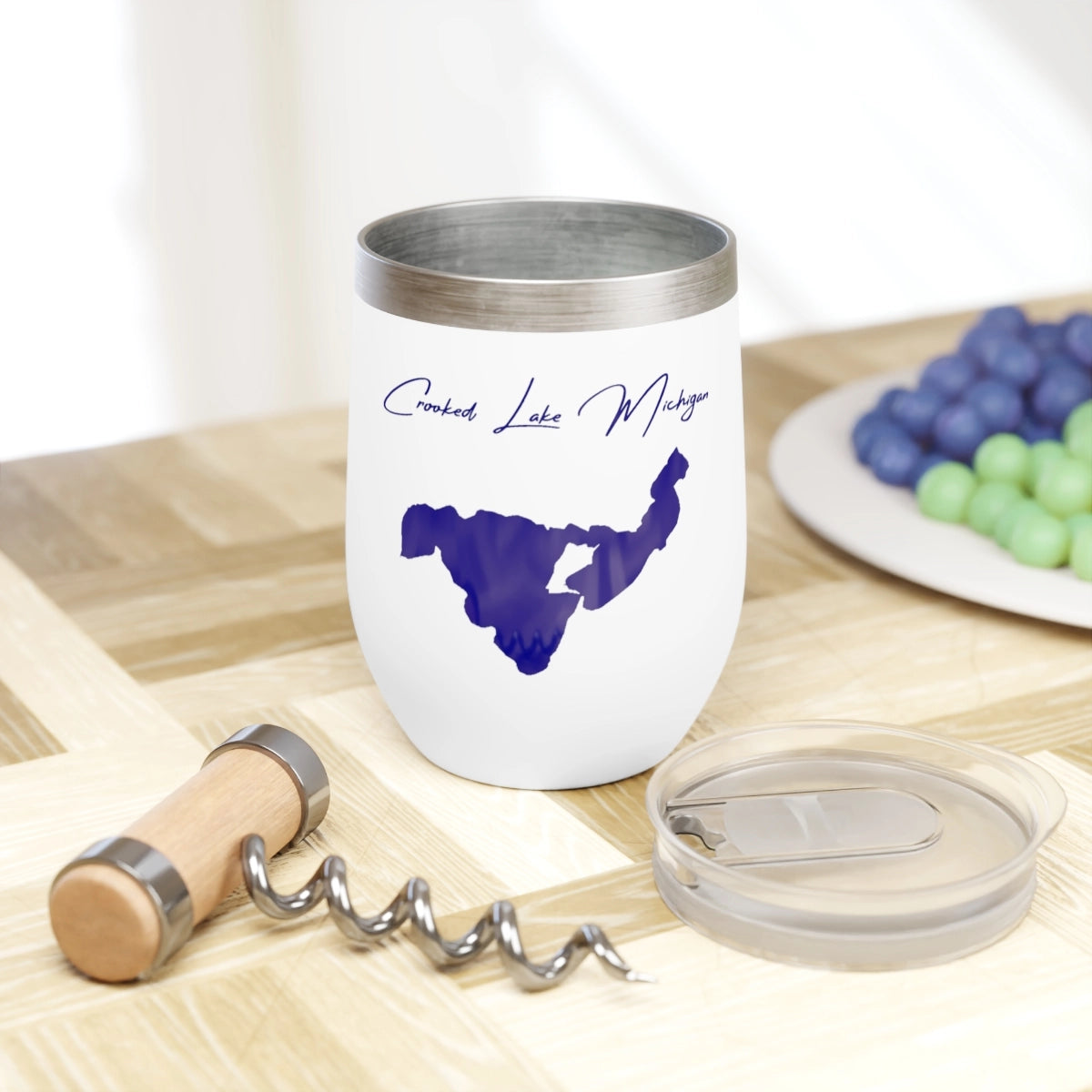 Michigan Crooked Lake  Wine Tumbler lifestyle view