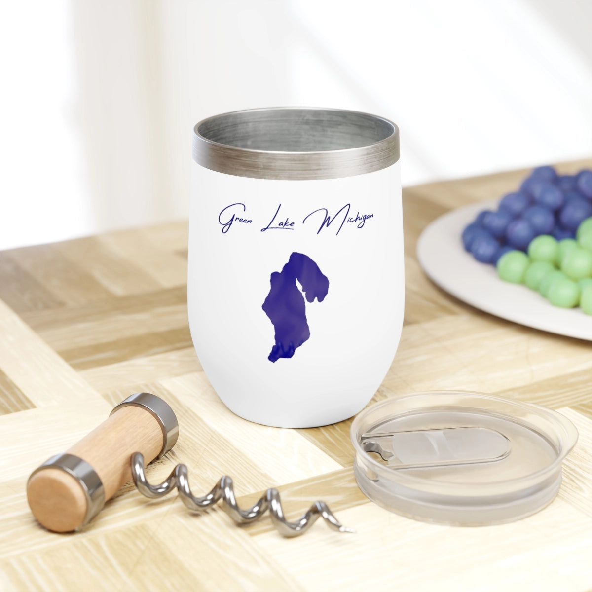 Michigan  Green Lake  Wine Tumbler lifestyle view