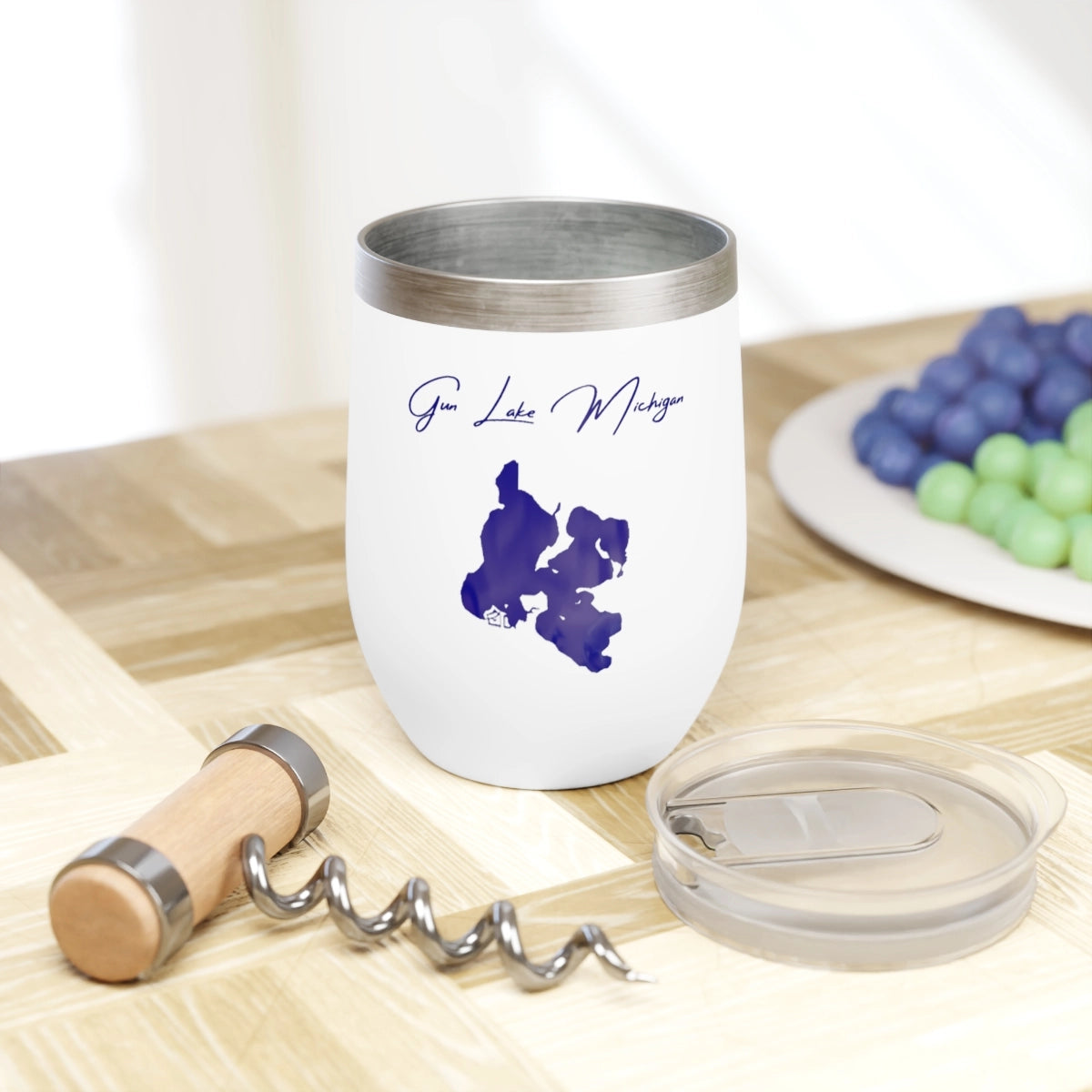 Michigan Gun Lake  Wine Tumbler lifestyle view