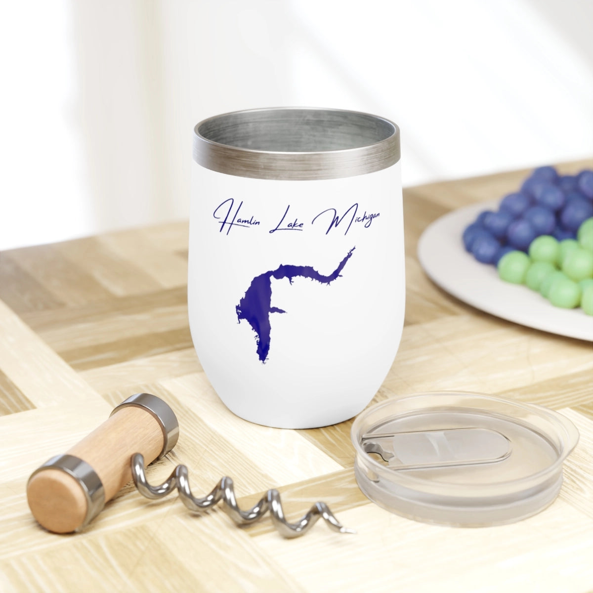 Michigan  Hamlin Lake  Wine Tumbler lifestyle view