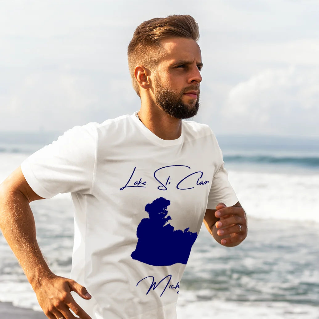 lifestyle image of Lake St. Clair Michigan T-shirt