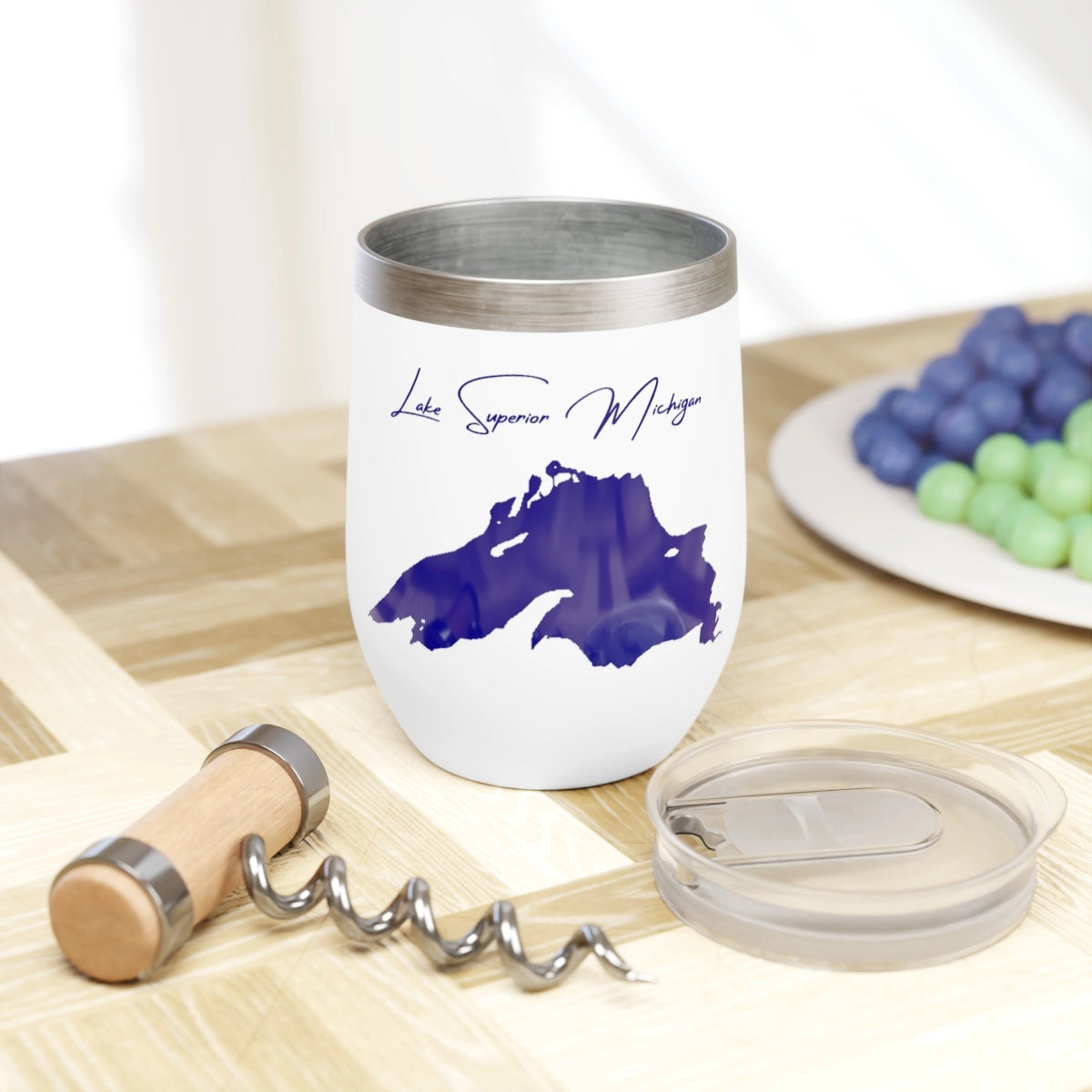 Michigan  Lake Superior  Wine Tumbler lifestyle view