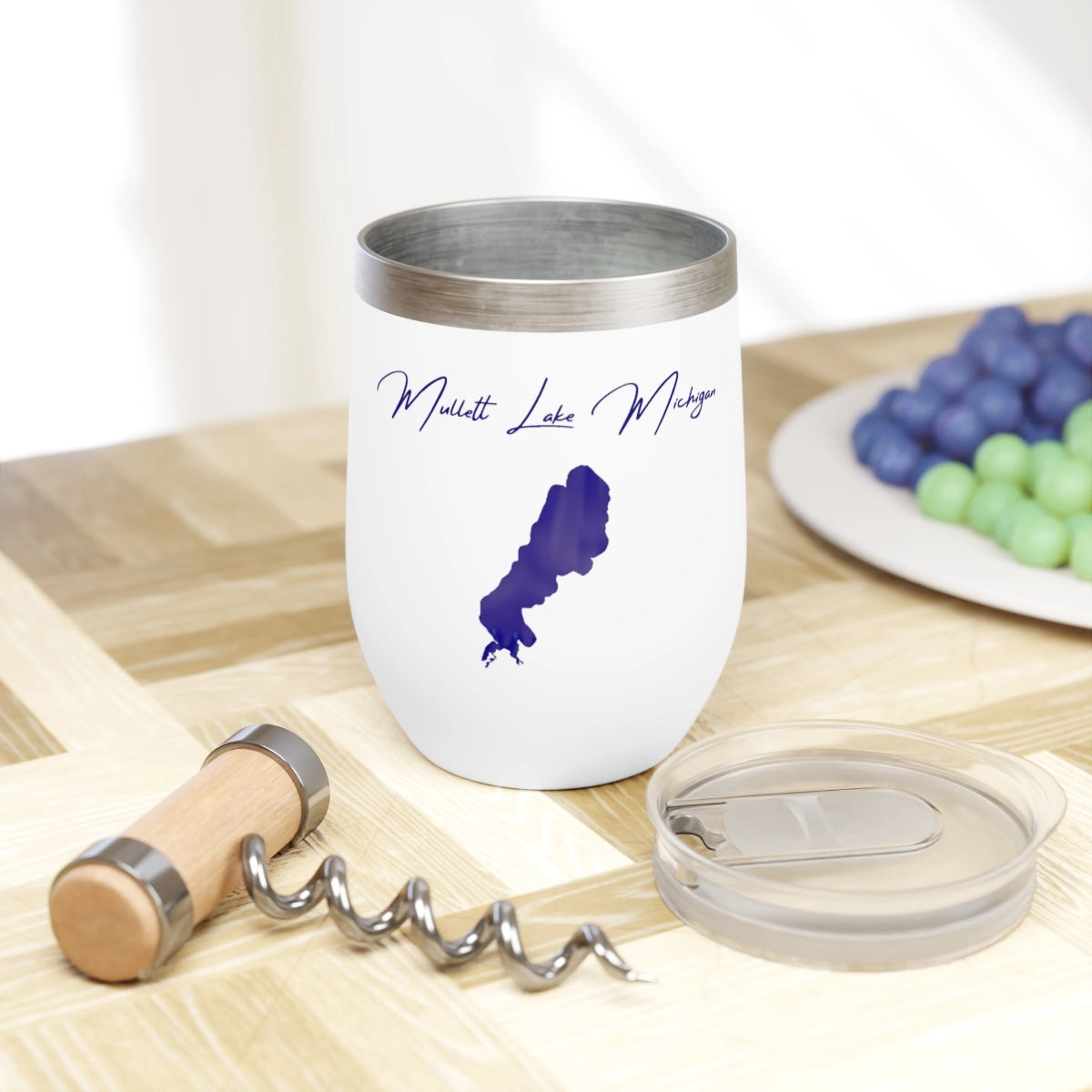 Michigan  Mullett Lake  Wine Tumbler lifestyle view