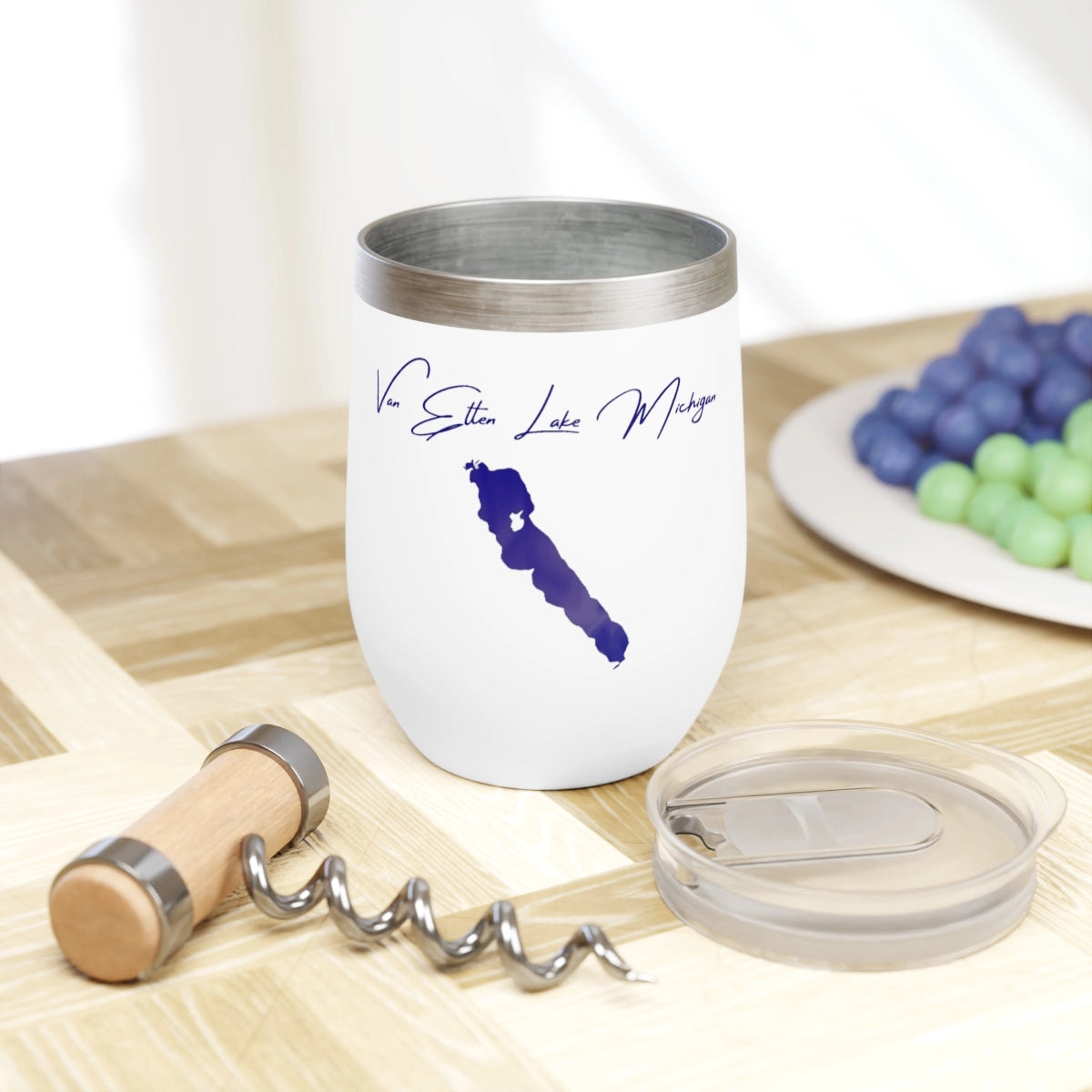 Michigan  Van Etten Lake  Wine Tumbler lifestyle view