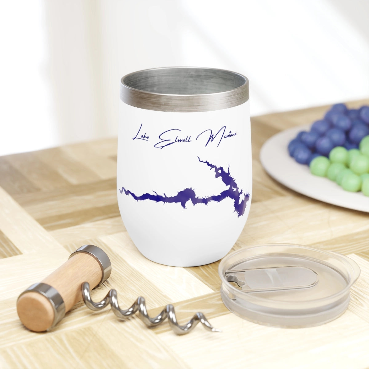 Montana Lake Elwell  Wine Tumbler lifestyle view