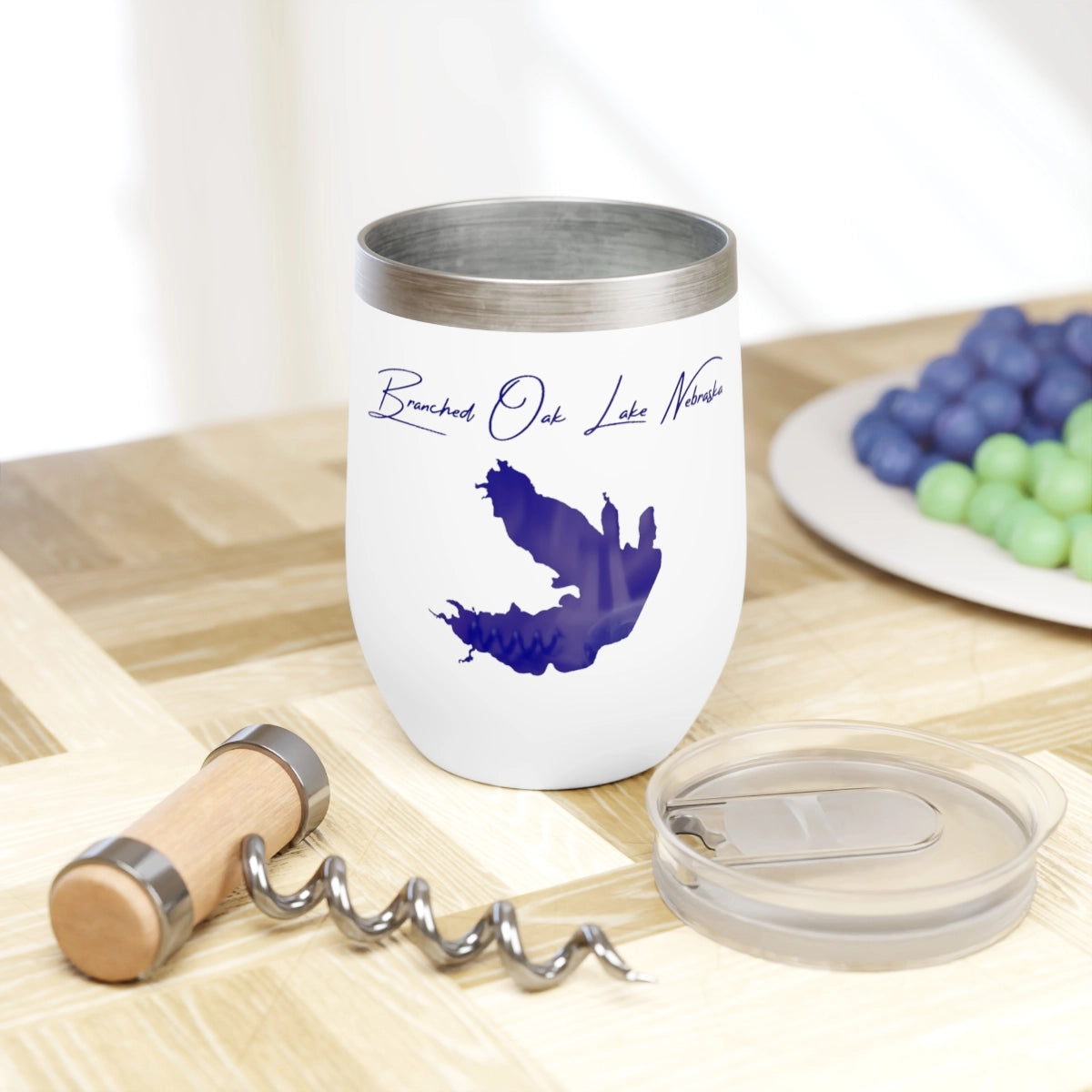 Nebraska Branched Oak Lake  Wine Tumbler lifestyle view