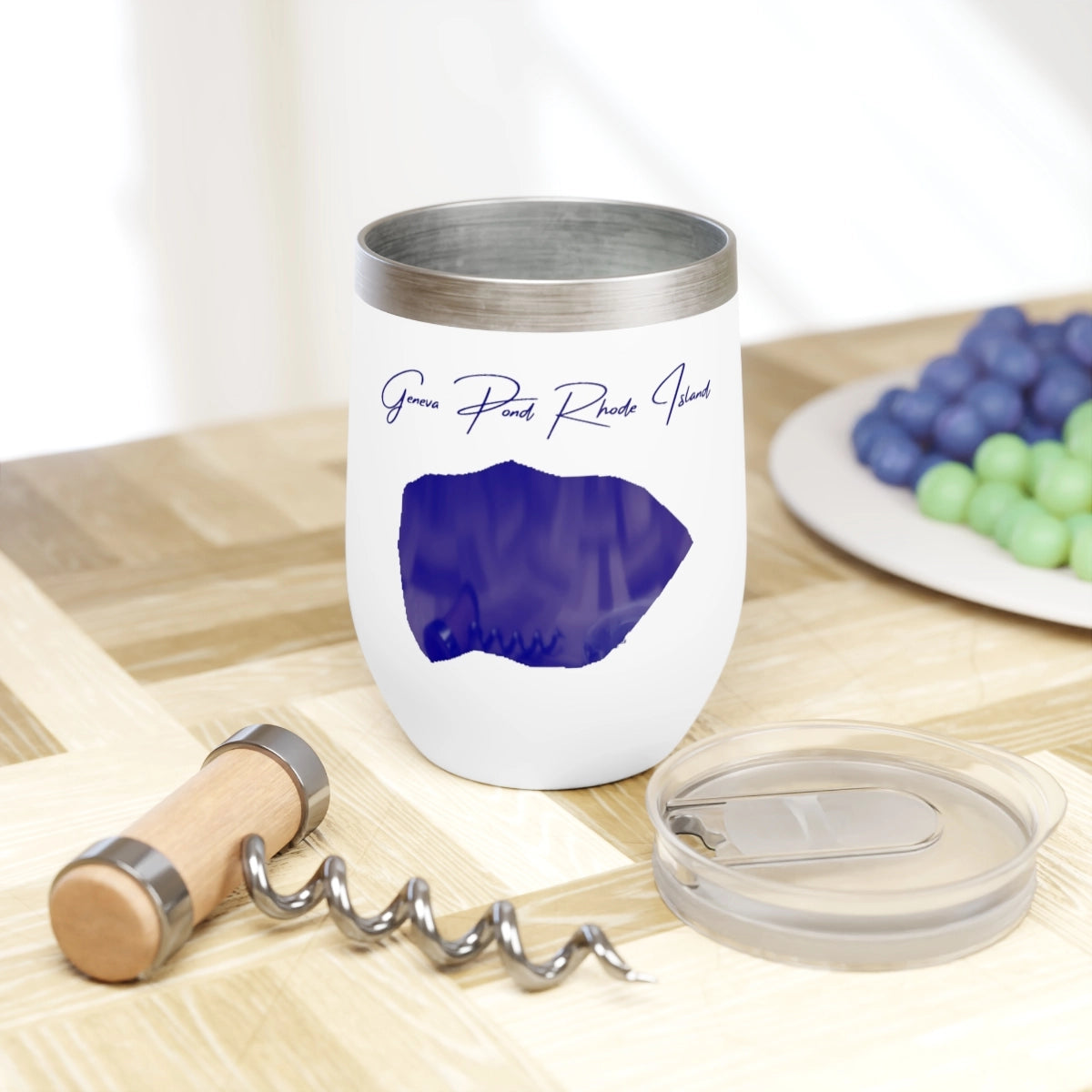 Rhode Island  Geneva Pond  Wine Tumbler lifestyle view