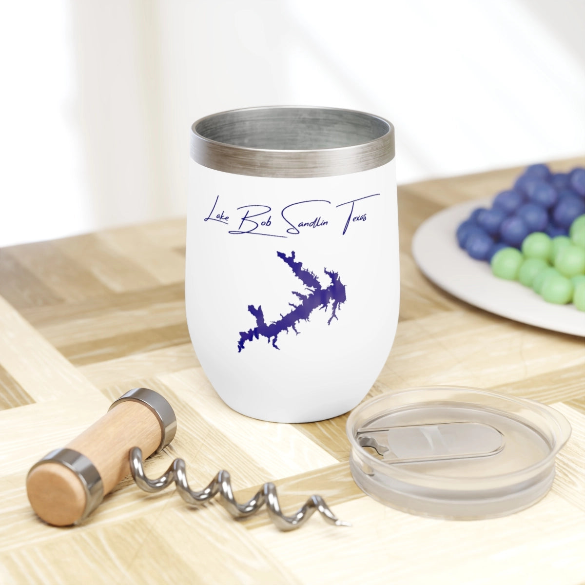 Texas  Lake Bob Sandlin  Wine Tumbler lifestyle view