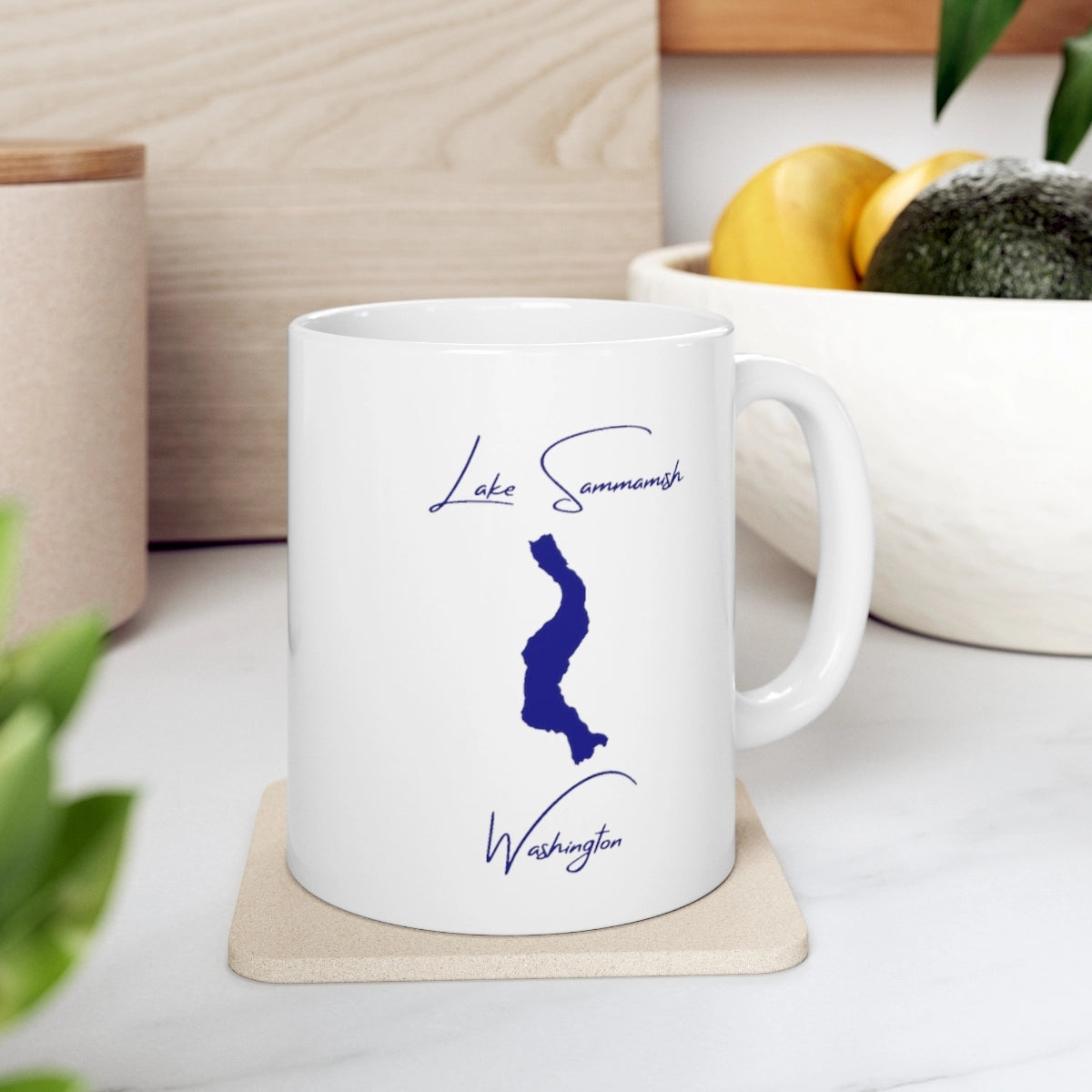 lifestyle image of Washington Lake Sammamish Ceramic Mug