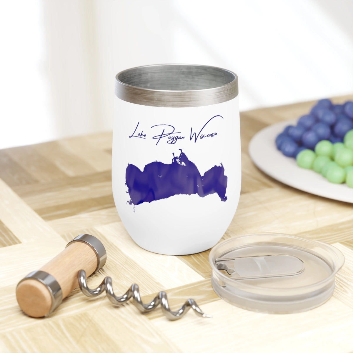 Wisconsin Lake Poygan  Wine Tumbler lifestyle view