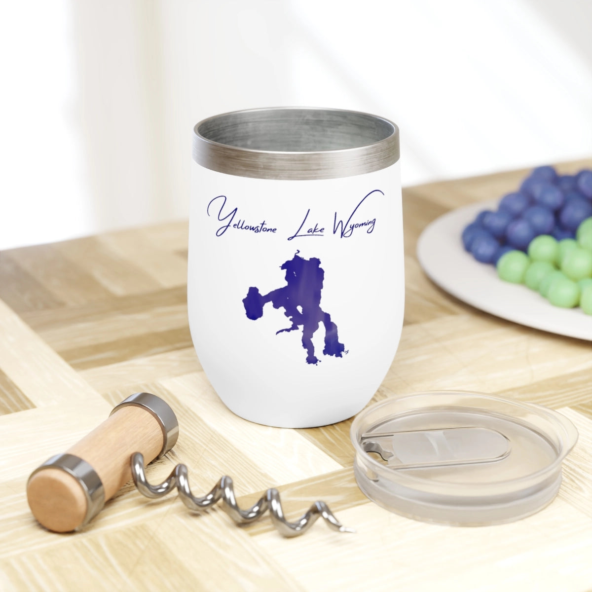 Wyoming  Yellowstone Lake  Wine Tumbler lifestyle view